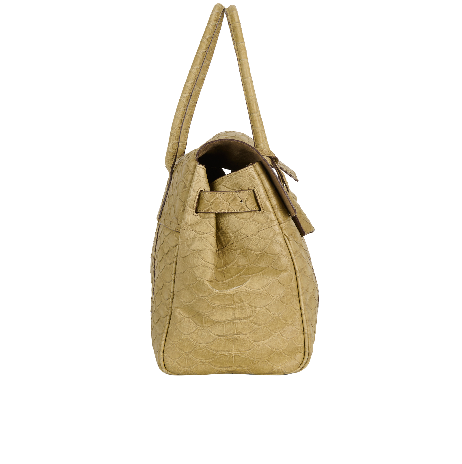 Medium Bayswater Tote, &pound;495, Handbags, Green, Leather, Side view